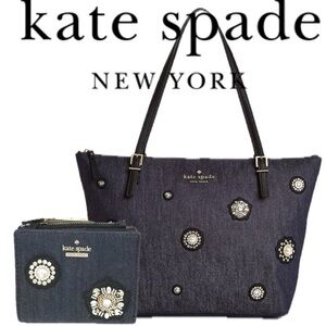 Kate Spade Navy Embellished Tote Bag
